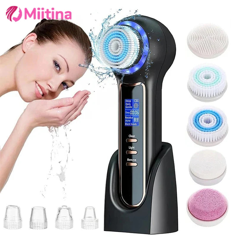 Brosse Nettoyante Visage 5-en-1 - Aspirateur Points Noirs