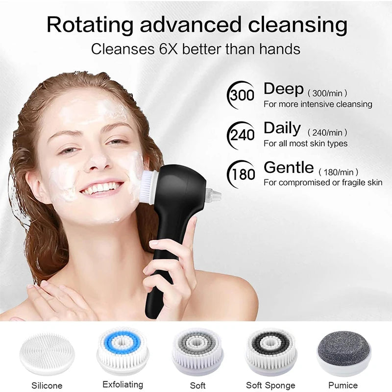 Brosse Nettoyante Visage 5-en-1 - Aspirateur Points Noirs